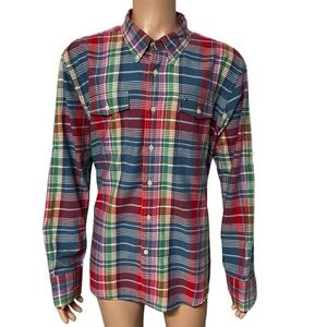 Tommy Hilfiger Men’s Madras XL Colorful Plaid Long Sleeve Button Down Shirt EUC